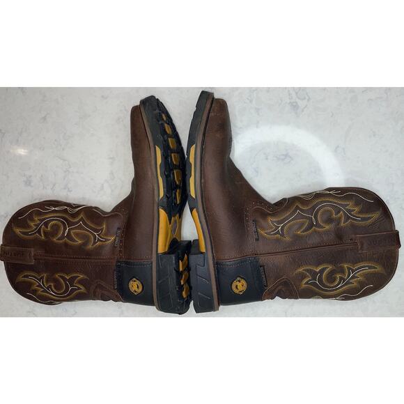 JUSTIN Work Boots JOIST Waterproof 11" Boots Men's Size 11D in Aged Brown ~VGUC - Picture 11 of 16